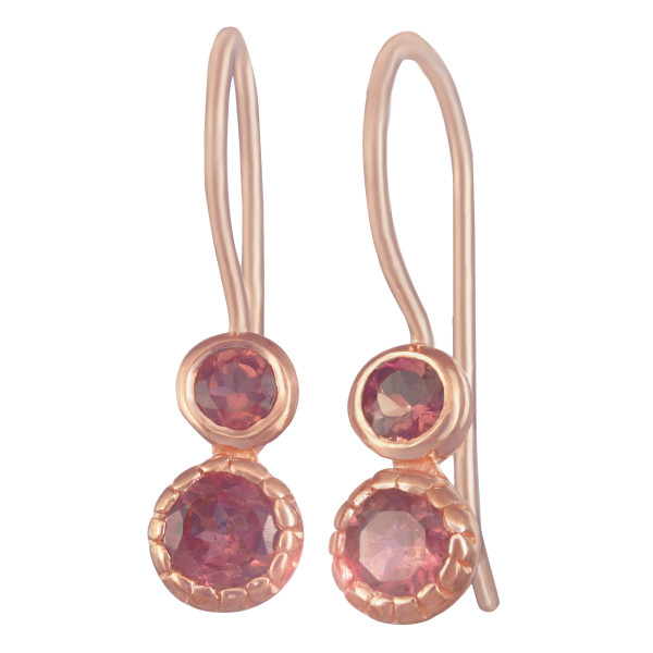 Boucles d'oreilles pour femmes tourmaline rose et or rose