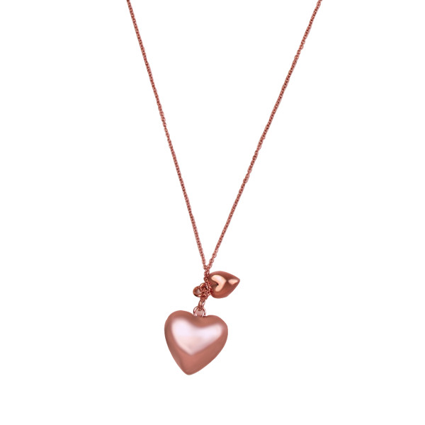 collier pendentif pour femme double coeurs or rose
